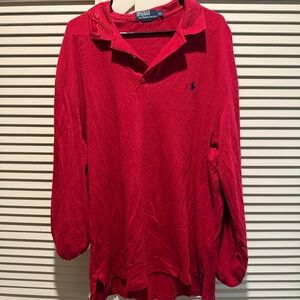 Ralph Lauren Polo Shirt Long Sleeve Red Preppy Prep Size XL